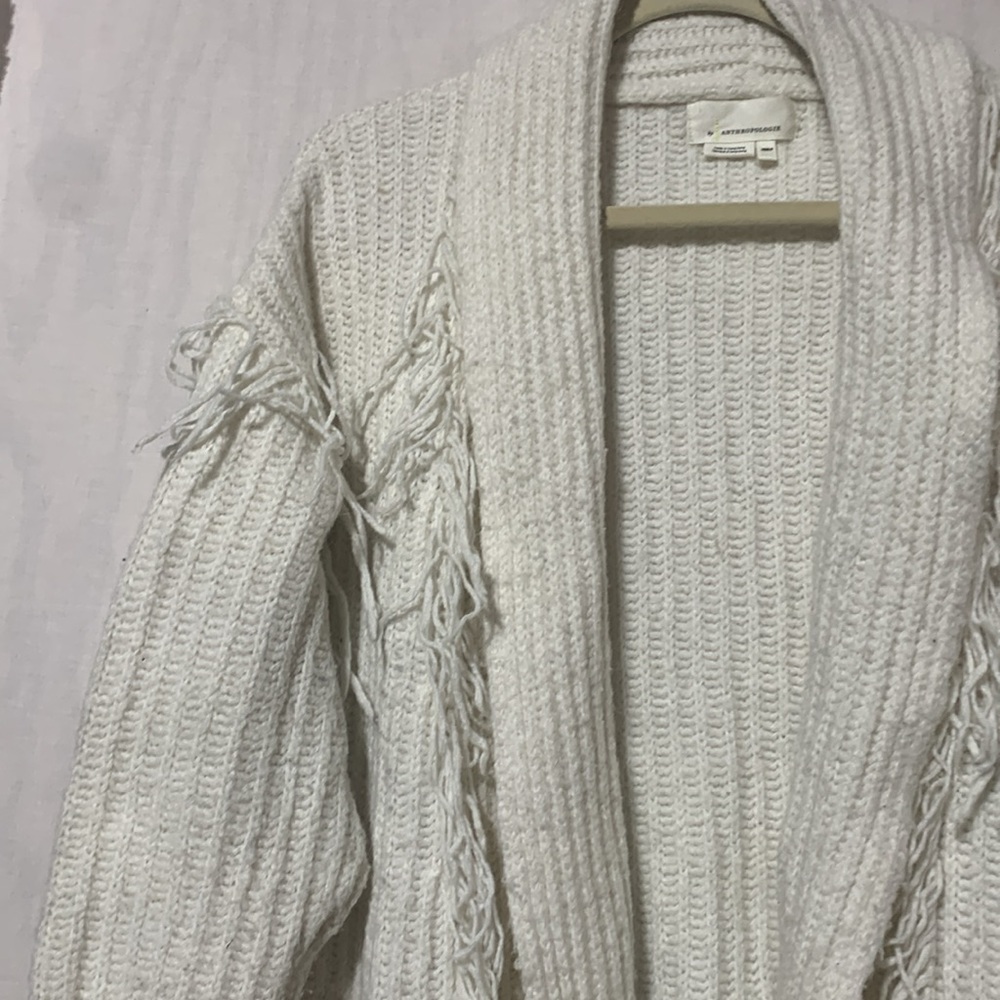 Anthropologie White Chunky Knit Cardigan Sweater - Picture 6 of 9